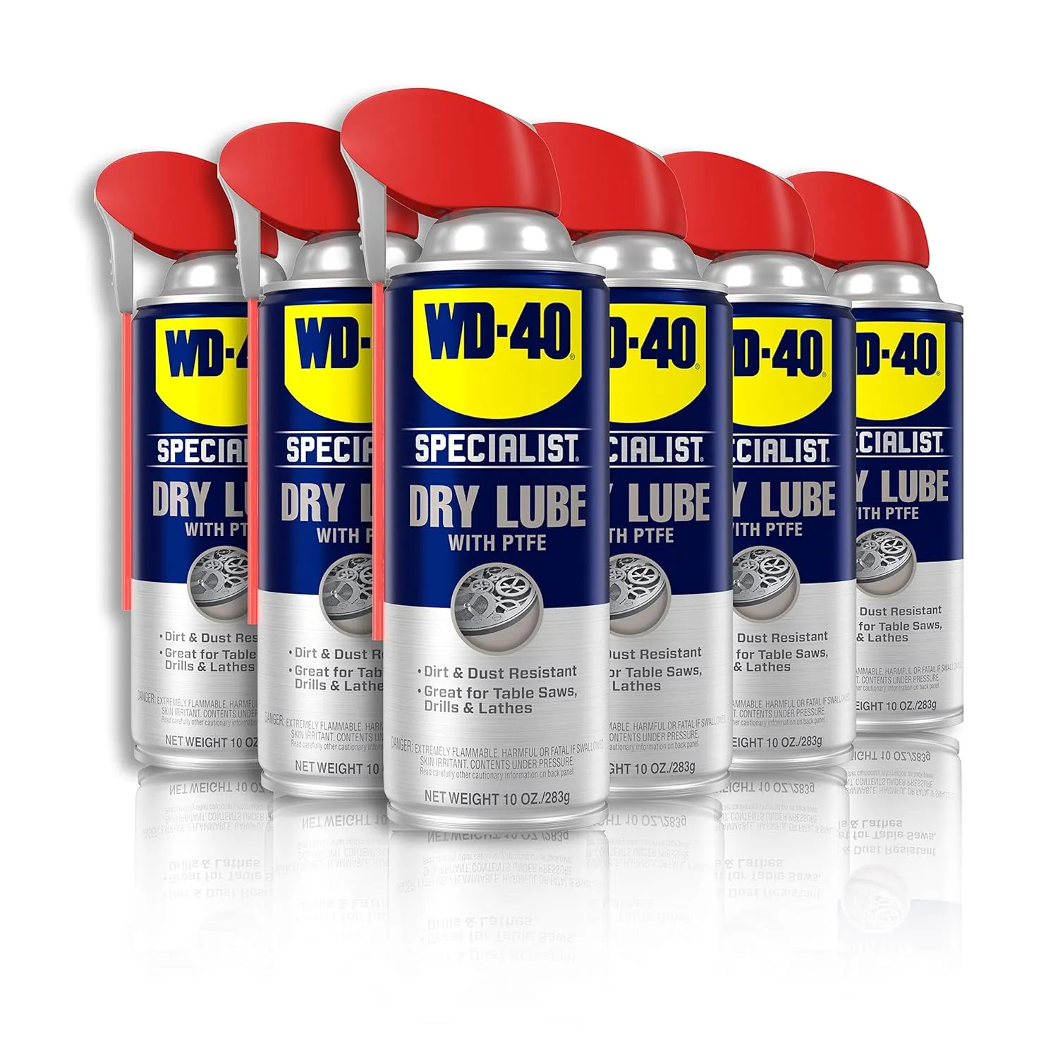 WD-40 Specialist Dry Lube with SMART STRAW SPRAYS 2 WAYS, 10 OZ [6-Pack] & Specialist Contact Cleaner Spray, 11 oz.