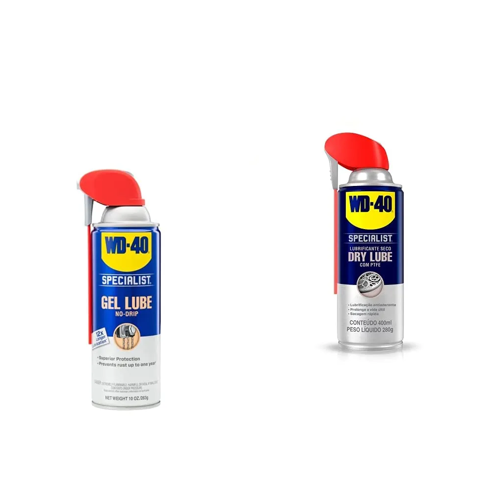 WD-40 Specialist Gel Lube with SMART STRAW SPRAYS 2 WAYS, 10 OZ & Specialist Dry Lube with SMART STRAW SPRAYS 2 WAYS, 10 OZ