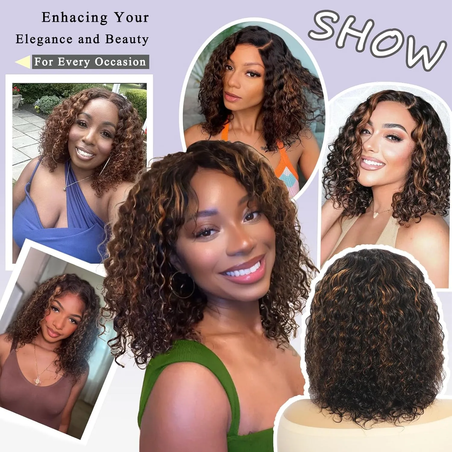 Wear And Go Glueless Wigs Human Hair Pre Plucked Pre Cut Curly Bob Wig Human Hair 5x5 Hd Lace Closure Ombre Water Wave Lace Front Wigs Human Hair Wigs For Black Women P1b/30 14inch