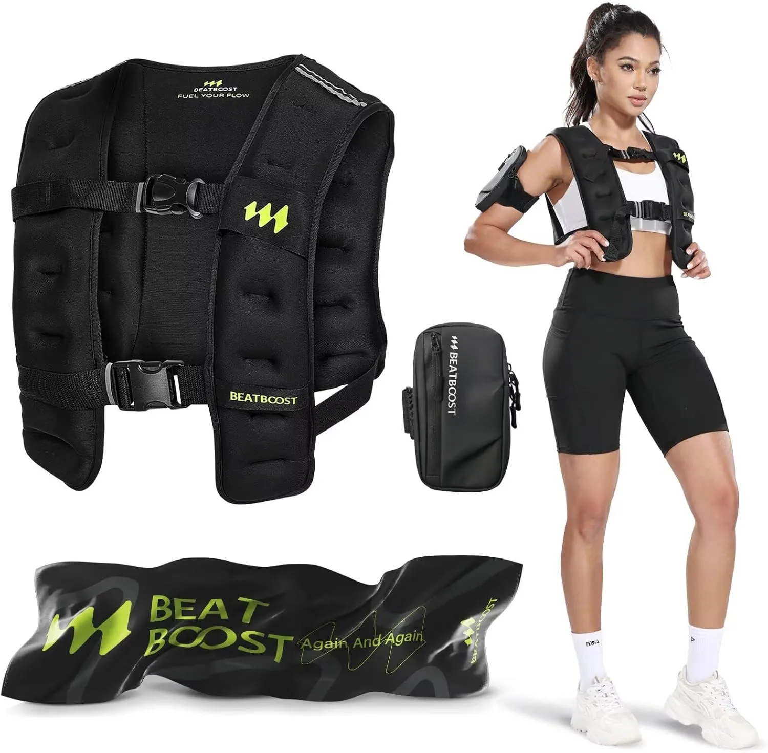 Weighted Vest for Women Men BeatBoost 10lb/15lb/20lb/25lb/30lb/35lb/40lb Weight Vest with Ironsand for Strength Training Running Walking Workout