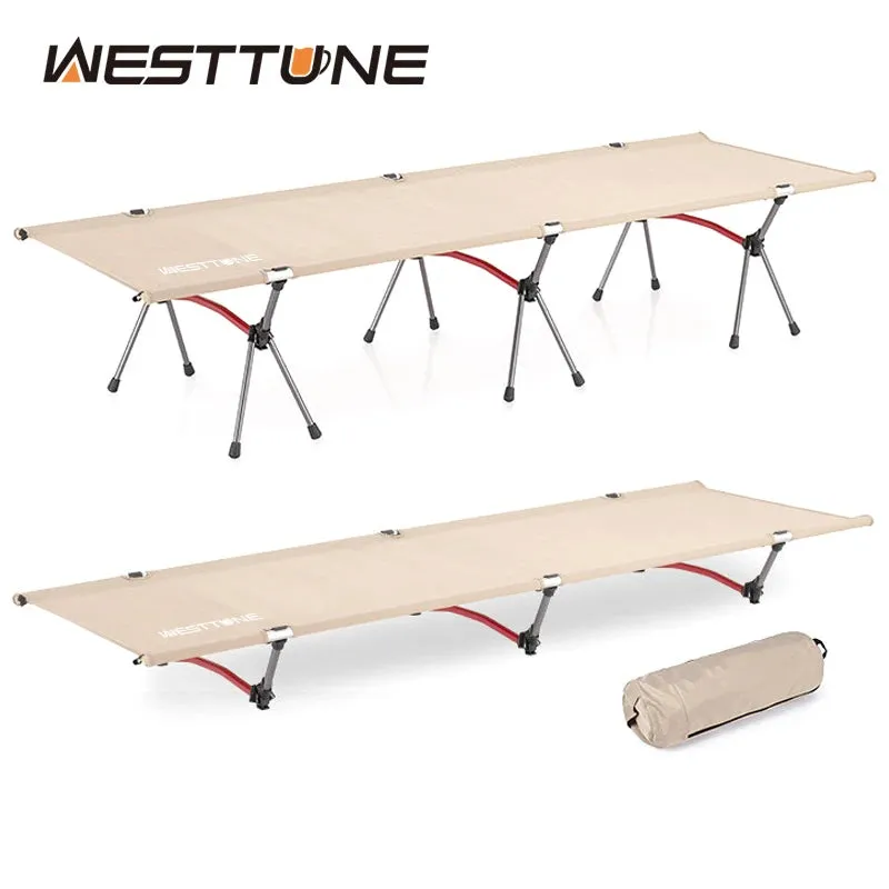 WESTTUNE Camping CotLeg Extenders Portable Folding Bed Ultralight Aluminum Alloy Sleeping Cot for Outdoor Hiking Travel
