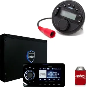 Wet Sounds WS-MC1 & Transom Remote Bundle: Marine Media System with Full-Color LCD Display, Bluetooth, & Wired Remote