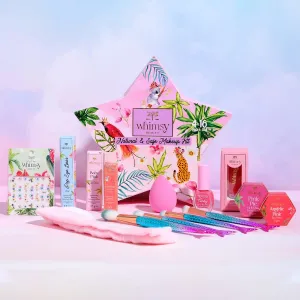 W.h.imsy 12 Pcs Organic Beauty Kit for Girls | Safe Makeup Kit | Birthday Gift for 4 5 6 7 8 9 10 11 Years Old | Non-Toxic Kids Lip balm, Eye Glitter, Eye Liner, Kids Lip Gloss & Mermaid Accessory