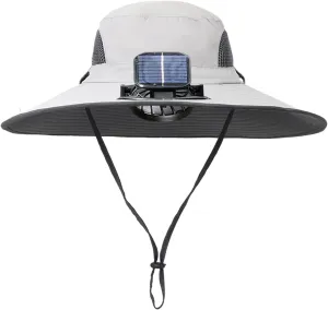 Wide Brim Solar Fan Outdoor Fishing Hat-Solar & USB Charging, Sunscreen Sun Hat with Fan, Solar Fan Hat