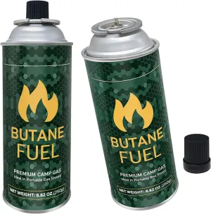 WILTEEXS Butane Fuel Canister, Tin Fuel Refill for Kitchen Torch, Portable Camp Stove-2 Pack