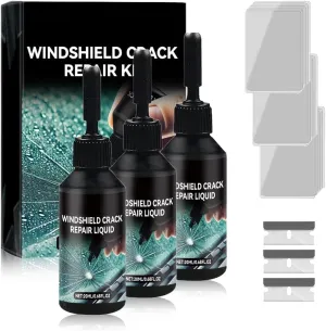 Windshield Crack Repair Kit, 2025 New Glass Cracks Gone Repair Kit, Glass Repair Liquid for Cracks, Premium Windshield Repair Kit for Chips and Cracks, Quick Fix Windshield & Glass Repair Tools (3Set)