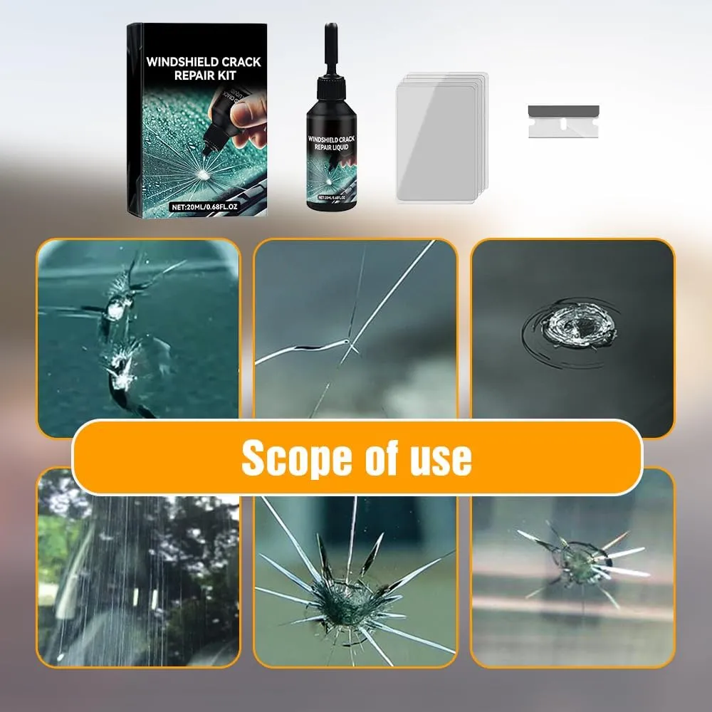 Windshield Crack Repair Kit, 2025 New Glass Cracks Gone Repair Kit, Glass Repair Liquid for Cracks, Premium Windshield Repair Kit for Chips and Cracks, Quick Fix Windshield & Glass Repair Tools (3Set)