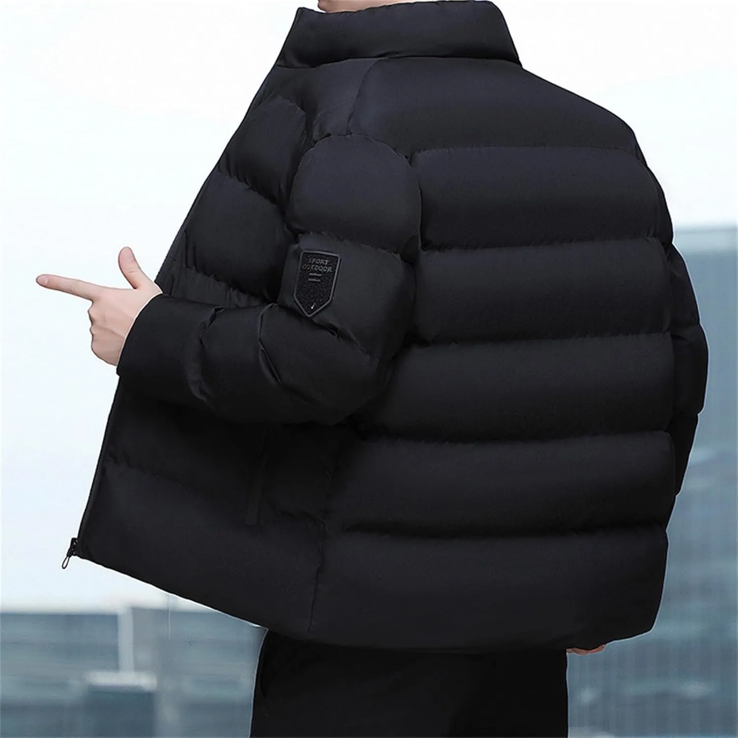Winter Jackets for Men Lightweight Puffer Jacket Full Zip Warm Quilted Jackets Packable Down Jacket Stand Collar Coat