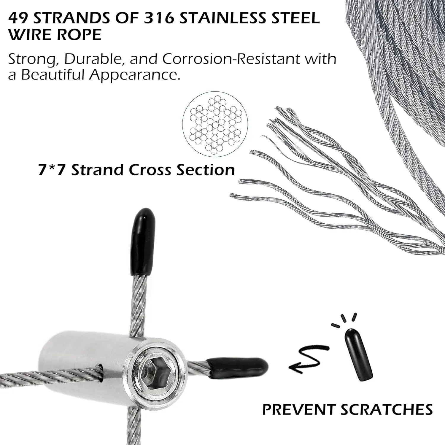 Wire Trellis for Climbing Plants Outdoor, 20-Set Wall Wire Trellis Kit with 1/8in x 98ft Stainless Steel Cable, T316 Cylindrical Espalier System for Fence and Garden DIY Projects