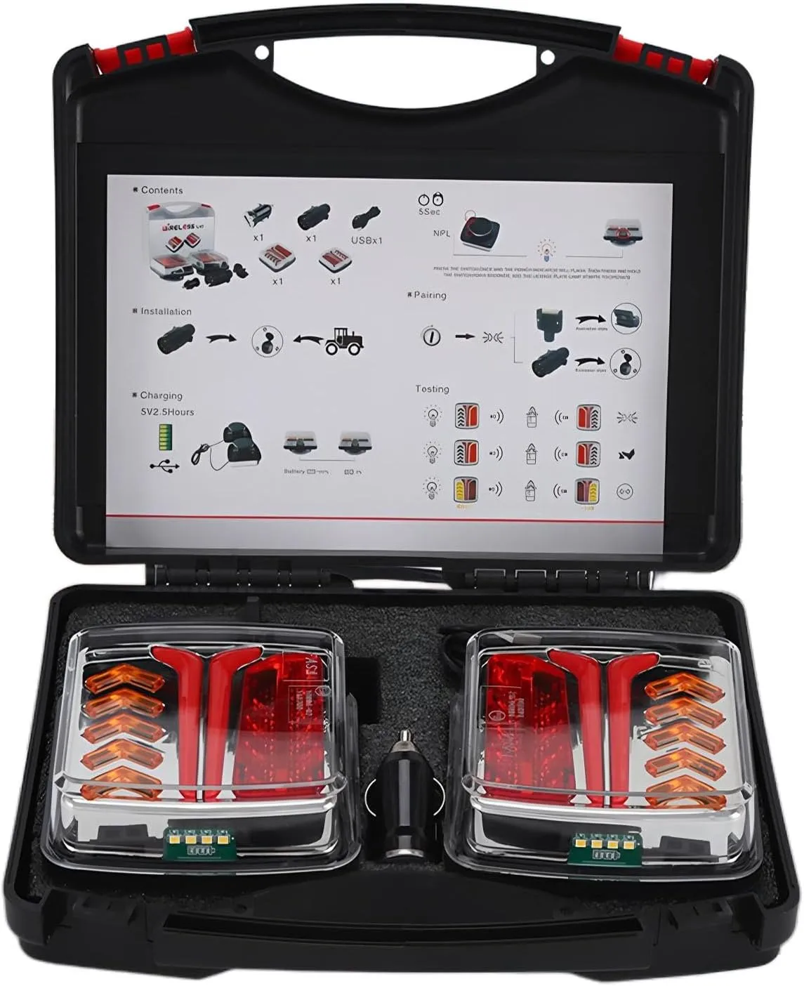 Wireless Trailer Lights Magnetic - Bluetooth Trailer Lights Rechargeable - Portable Trailer Lights LED Kit with Powerful Suction Base for Trucks, Boat, RV