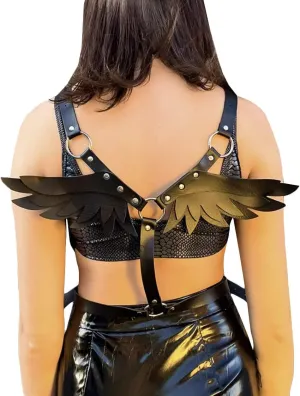 Women Punk Angel Wings Body Chest Harness Waist Belt Suspenders for Rave Festival Halloween Roleplay Costume