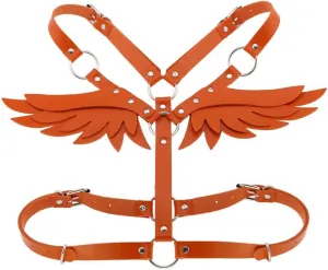 Women Punk Angel Wings Body Chest Harness Waist Belt Suspenders for Rave Festival Halloween Roleplay Costume