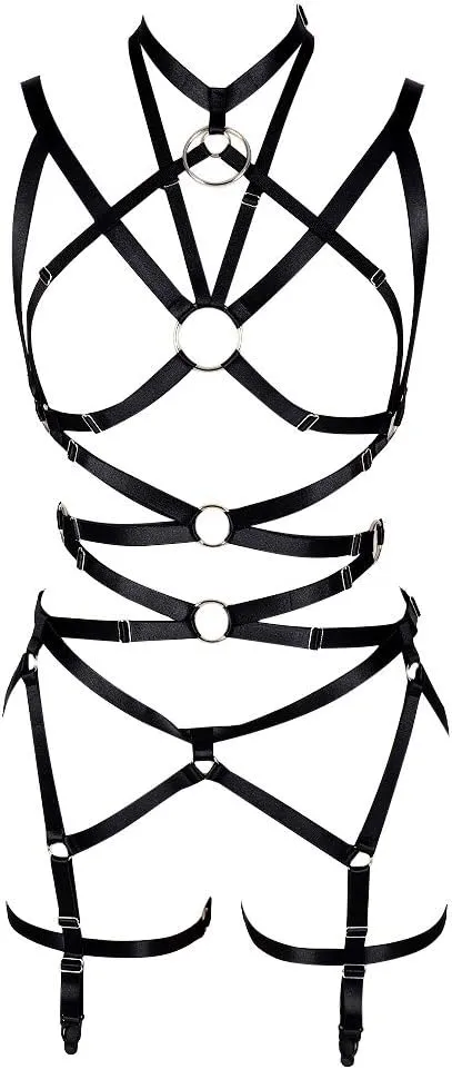 Women's Body Harness Bra Full Elastic Belt Adjustable Elastic Punk Dance Carnival Gothic Suit Clothing Accessories
