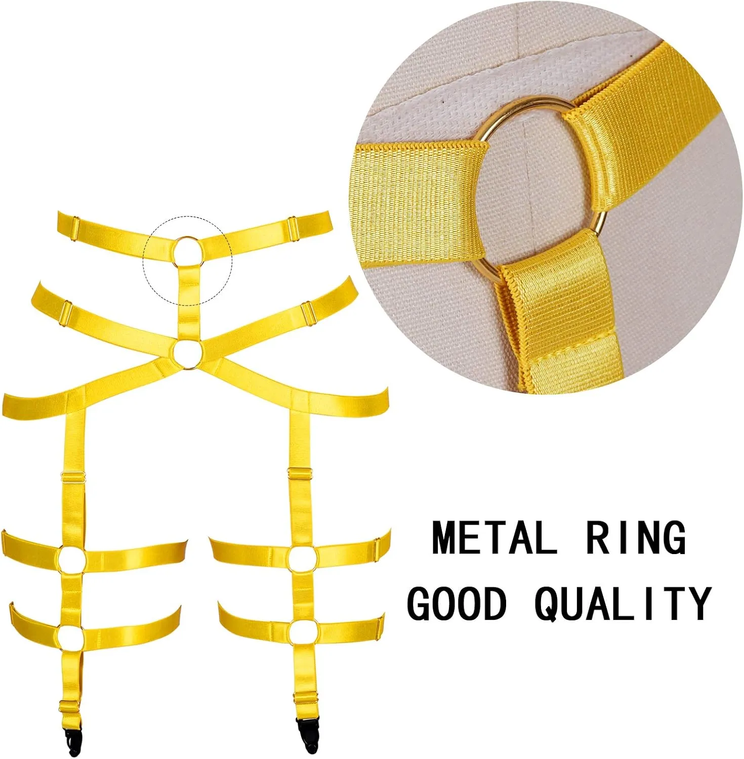 Women's Body Harness Garter Belt Leg Strap Lingerie cage Stretchy Fabric Gothic Punk Adjustable Size Festival Rave