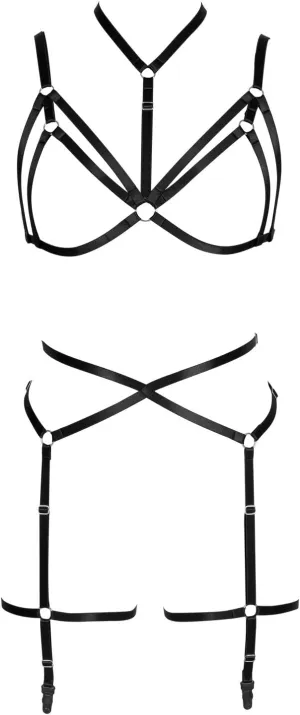 Women's Full Body Harness Bra Garter Belt Lingerie cage Set Chest Strap Gothic Punk Festival Rave Plus Size