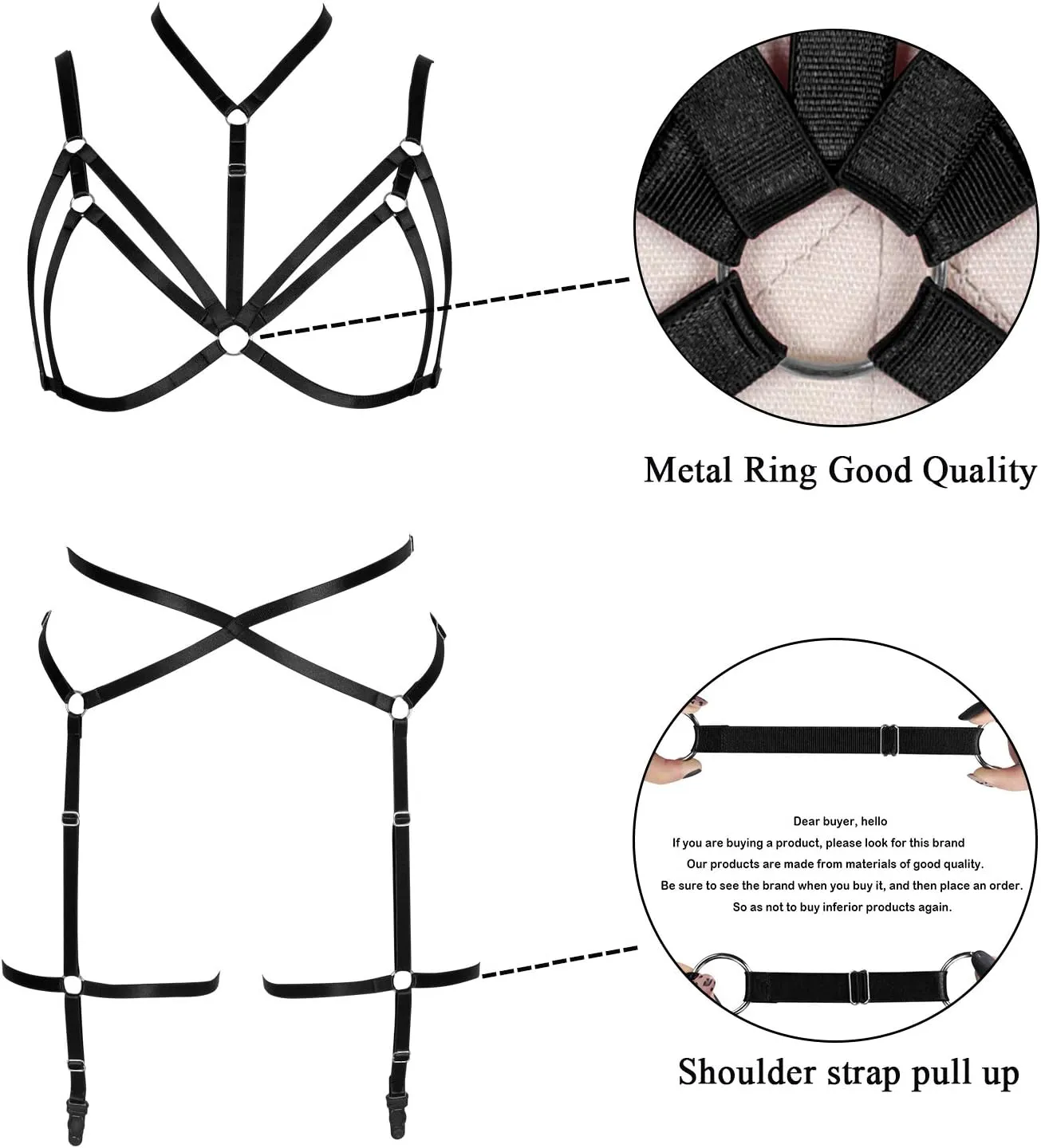 Women's Full Body Harness Bra Garter Belt Lingerie cage Set Chest Strap Gothic Punk Festival Rave Plus Size