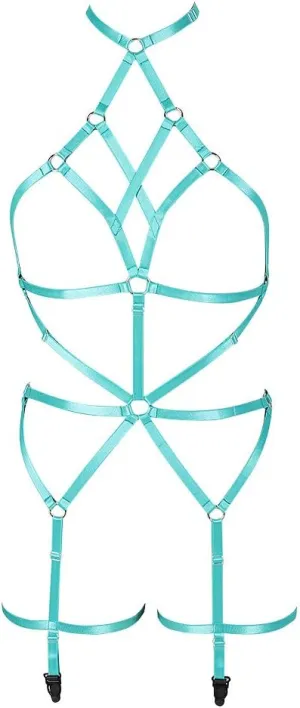 Women's Lingerie cage Set Full Body Harness Bra Garter Punk Gothic Belt Festival Rave Adjustable Strap Stretchy Fabric