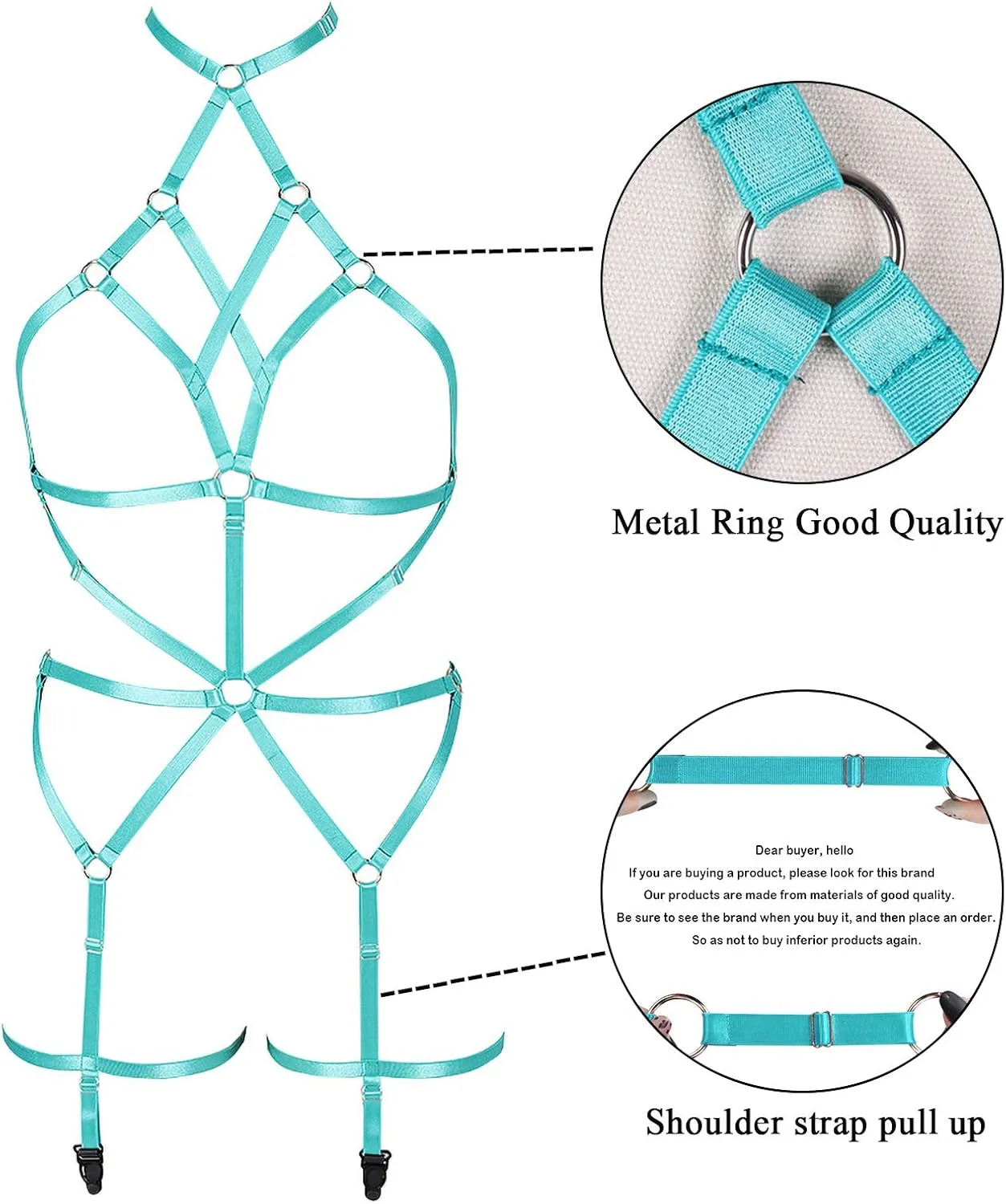 Women's Lingerie cage Set Full Body Harness Bra Garter Punk Gothic Belt Festival Rave Adjustable Strap Stretchy Fabric