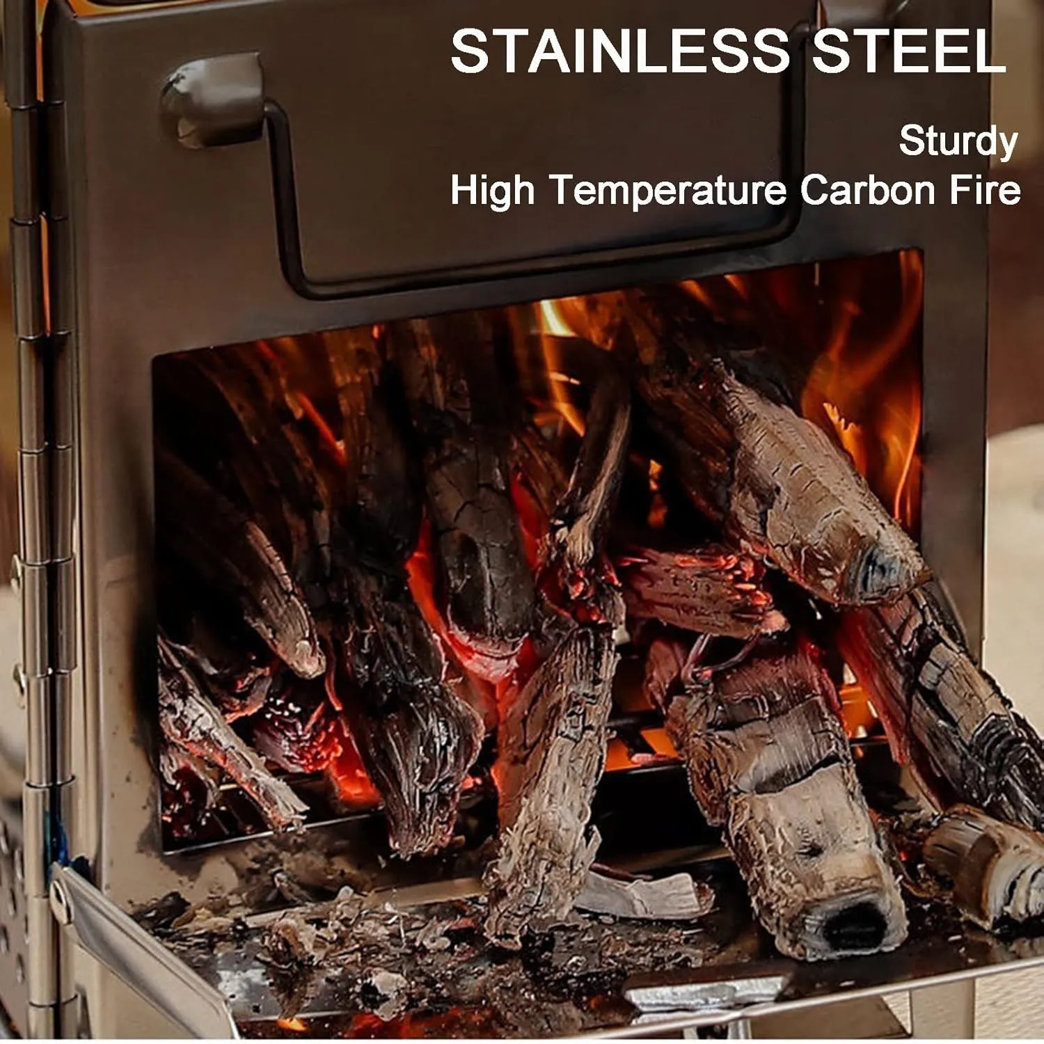 Wood Burning Stove, Folding Stove, Portable Camping Stove with BBQ Grill   Storage Bag, for Outdoor Cooking Camping Picnic BBQ, Lightweight Stainless Steel Rocket Stove(M)