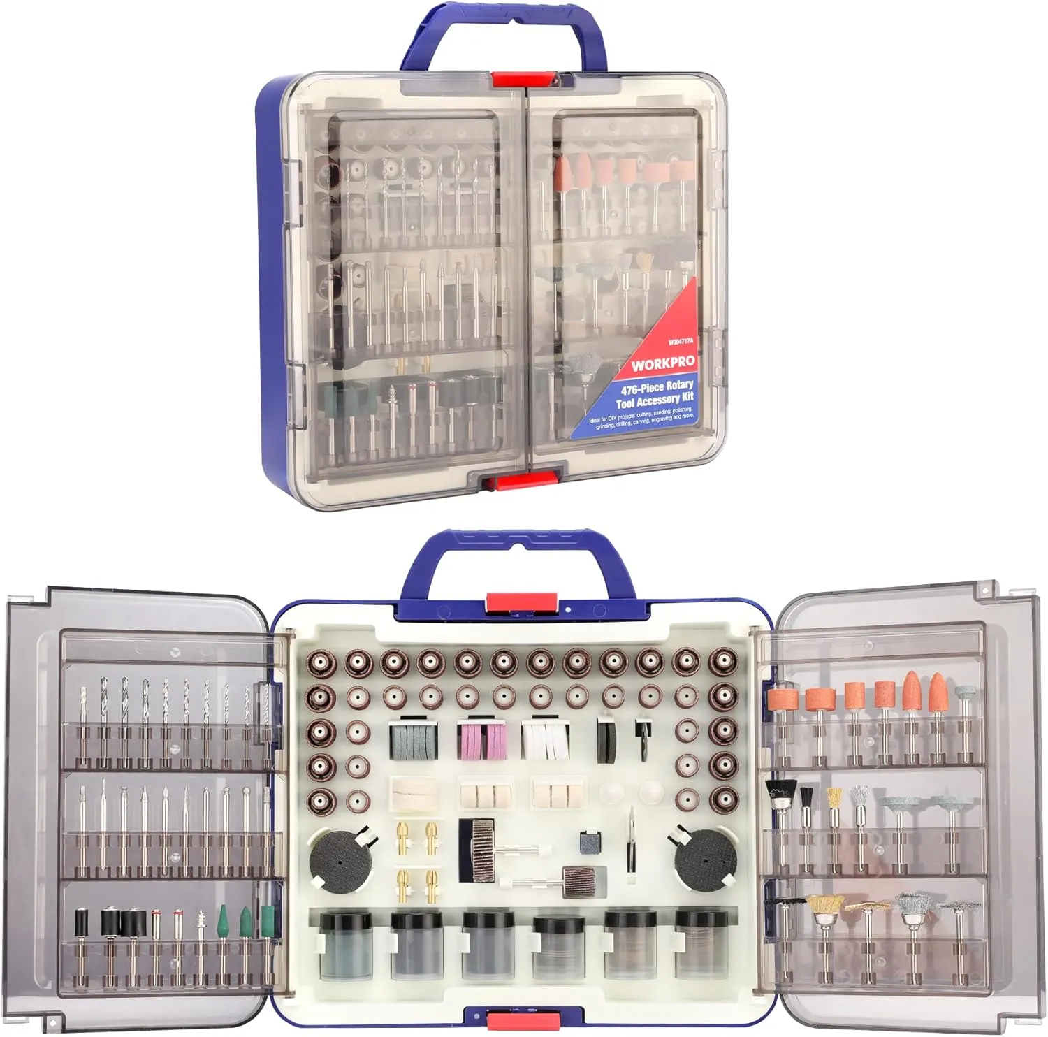 WORKPRO 476PCS Rotary Tool Accessories Kit, Rotary Tool Bits for Easy Cutting, Sanding, Grinding, Carving, Polishing, Drilling and Engraving