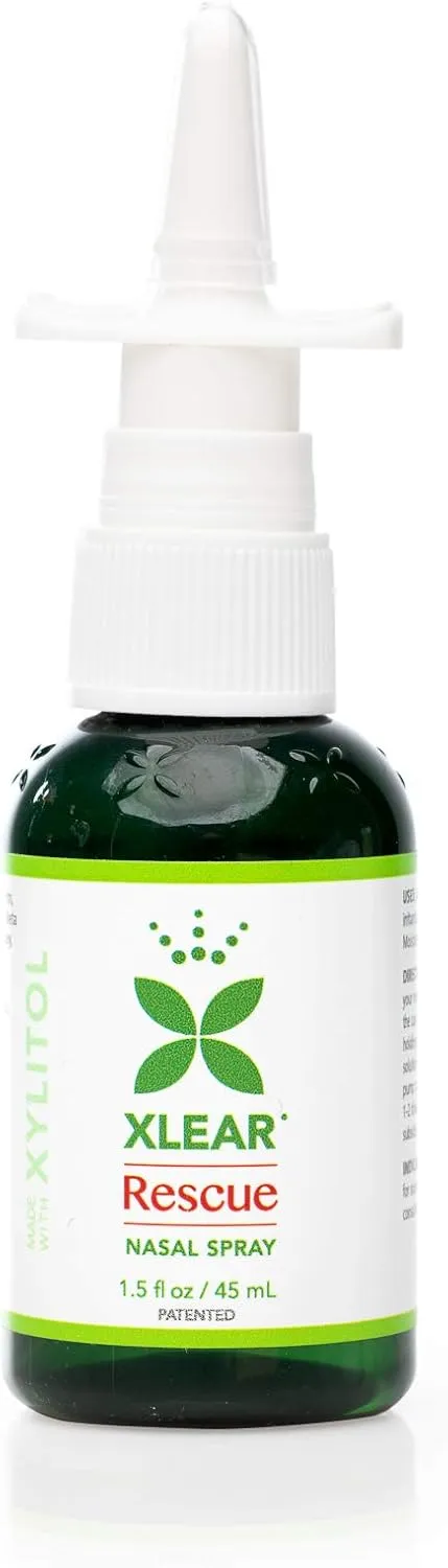 Xlear Rescue Natural Nasal Spray with Xylitol, Oregano and Tea Tree, 1.5 fl oz (Pack of 2)
