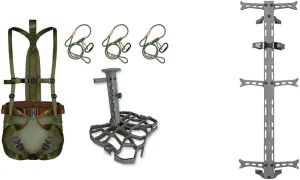 XOP-XTREME OUTDOOR PRODUCTS Sandlot Complete Tree Saddle Hunting System, Hawk 3-Pack Helium Climbing Stick 30 Inch Sections and Carrying Bag