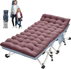 XXL Camping Cot with Comfortable Mattress Camping Cots for Adults 32 Inches Wide Oversize Cots for Sleeping Camping Bed Folding Cot Heavy Duty with Carry Bag for Home Outdoor Indoor