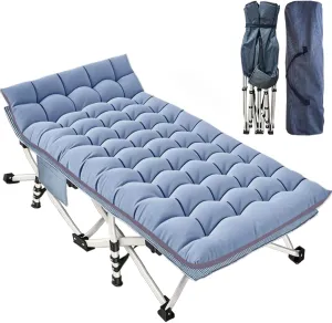 XXL Oversize Camping Cot with Comfortable Mattress Caping cots for Adults 32 Inches Wide Cots for Sleeping Cot Bed Folding Cot Easy to Install Heavy Duty with Carry Bag Outdoor Indoor