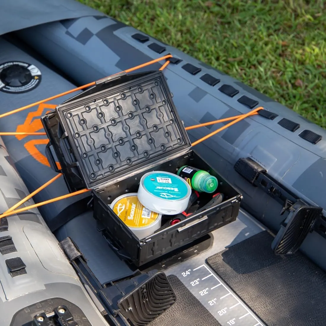YakAttack TracPak Black Combo Kit – 2 Stackable Kayak Storage Boxes with Quick Release Track Mount Base | Kayak Crate System for Fishing Gear & Tackle Accessories | Compact Kayaking Storage Box