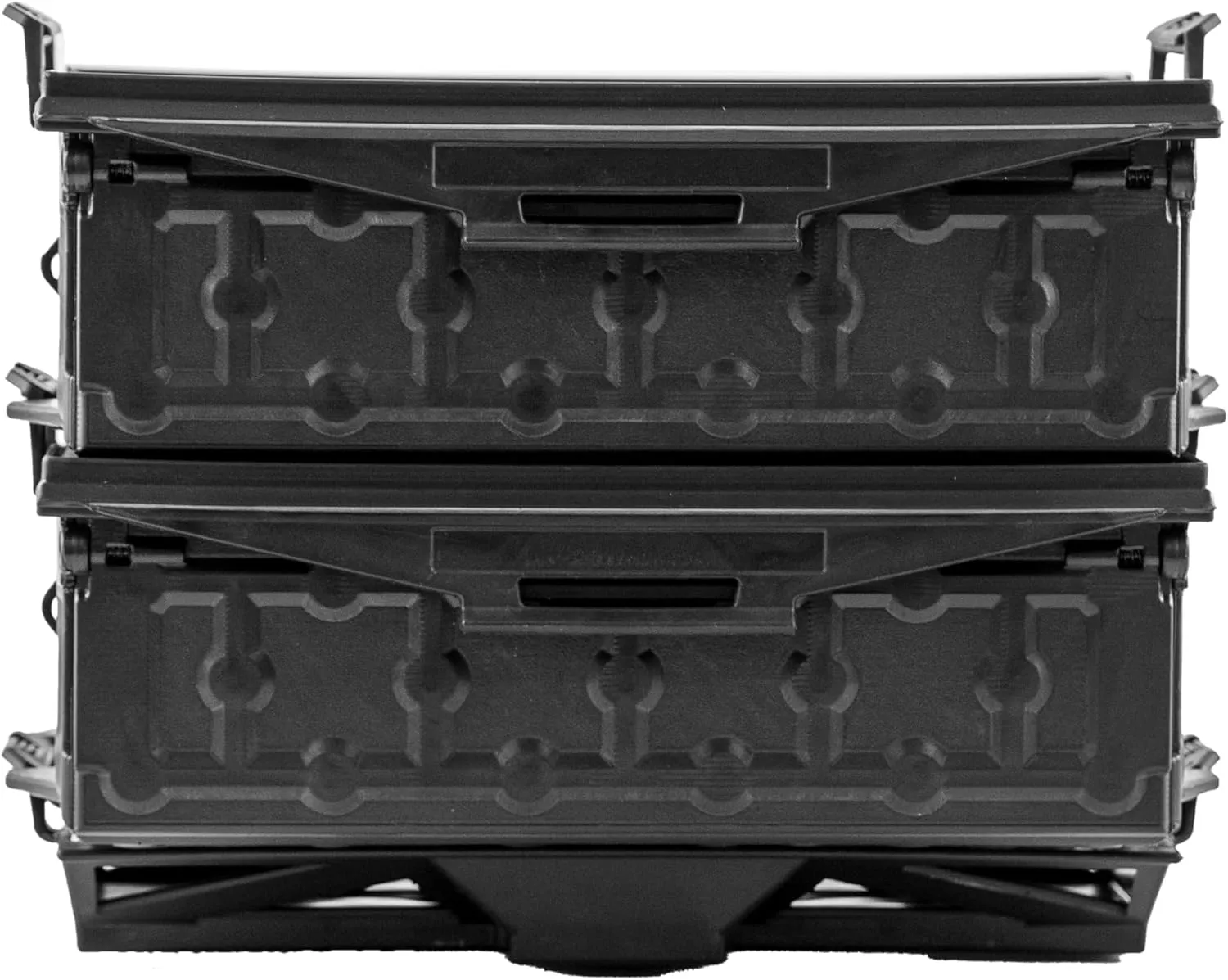 YakAttack TracPak Black Combo Kit – 2 Stackable Kayak Storage Boxes with Quick Release Track Mount Base | Kayak Crate System for Fishing Gear & Tackle Accessories | Compact Kayaking Storage Box