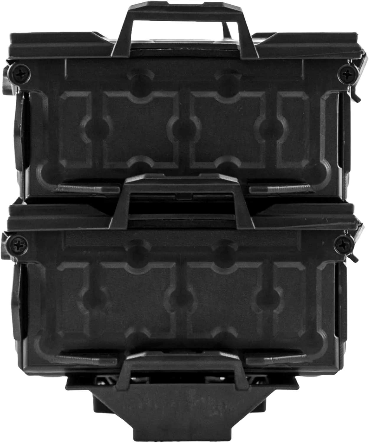 YakAttack TracPak Black Combo Kit – 2 Stackable Kayak Storage Boxes with Quick Release Track Mount Base | Kayak Crate System for Fishing Gear & Tackle Accessories | Compact Kayaking Storage Box