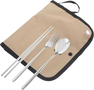 YARNOW Camping Silverware Kit 3 Piece Cutlery Set Compact Picnic Utensils Storage Pouch Camping Cookware Set for Outdoor Travel School