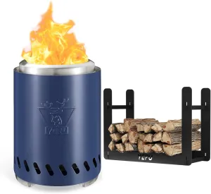 YEFU Tabletop Fire Pit 9.7 x 7.1 in Blue Low Smoke Camping Stove &Mini Firewood Rack for Solo Mesa Stove Mesa XL, Fueled by Pellets or Wood, with Travel Bag & 2 Mini Sticks & Fireproof Mat