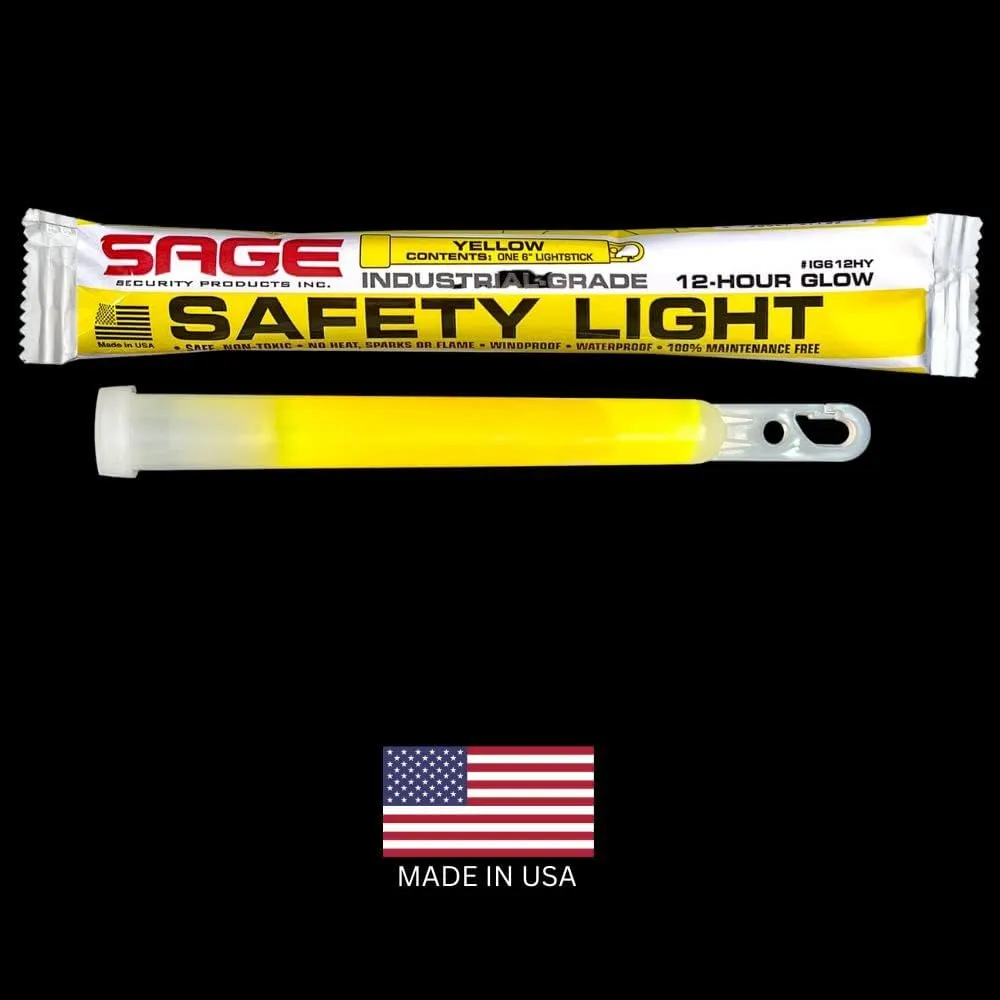 Yellow Emergency Safety Glow Sticks -25 Pack