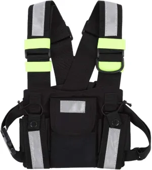 Yellow Reflective TYT Radio Tactical Harness Front Pack Vest Chest Bag Pouch , Walkie talkie Vest Chest Harness Pack Chest , Walkie talkie Gear Bag Front Pouch , Adjustable