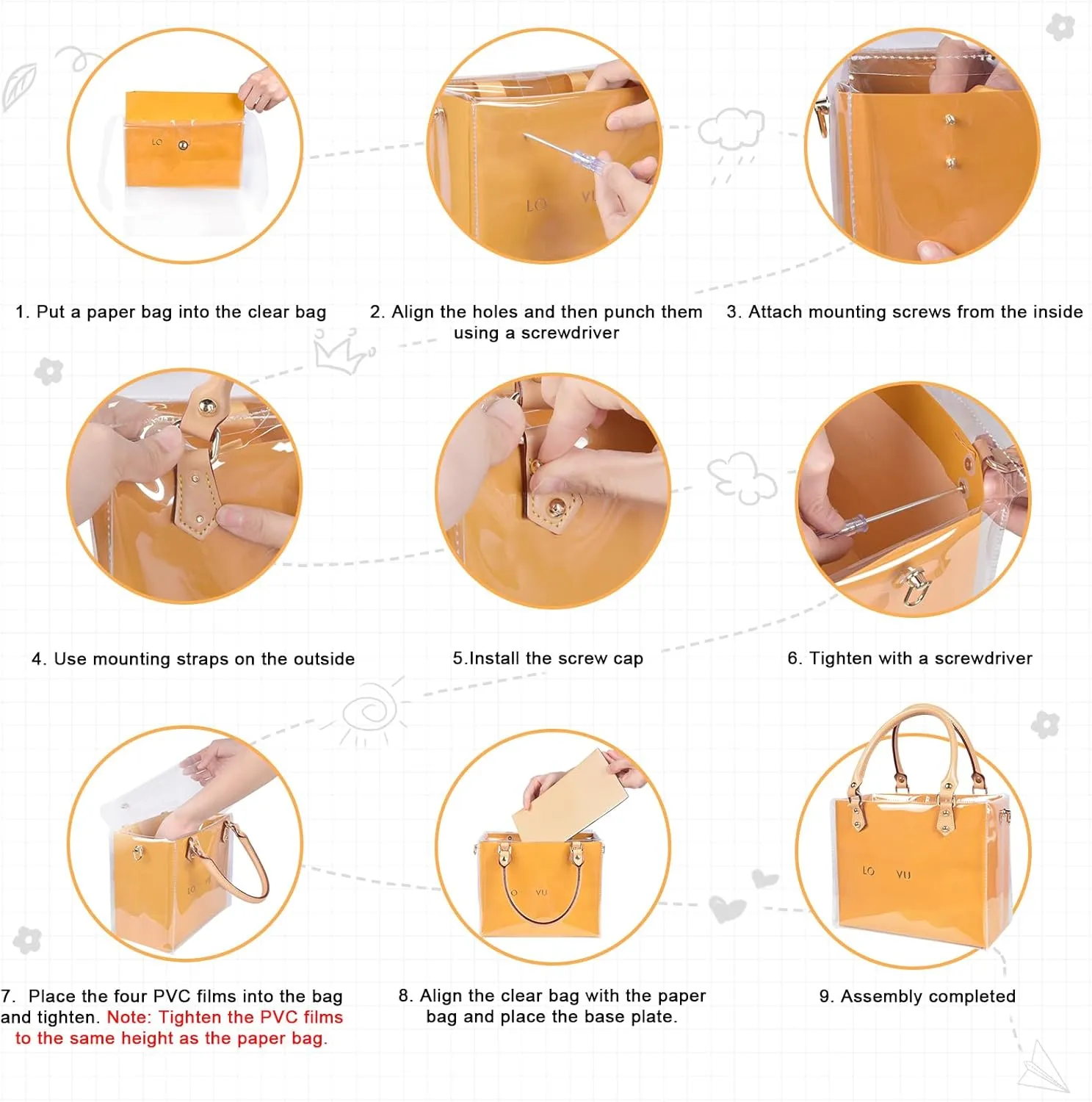 Yhtcwy Clear TPU DIY Tote Bag Handbag Making Kit, Handmade Handbag Tool Set Birthday Holiday Bag Making Kit for Women (A)