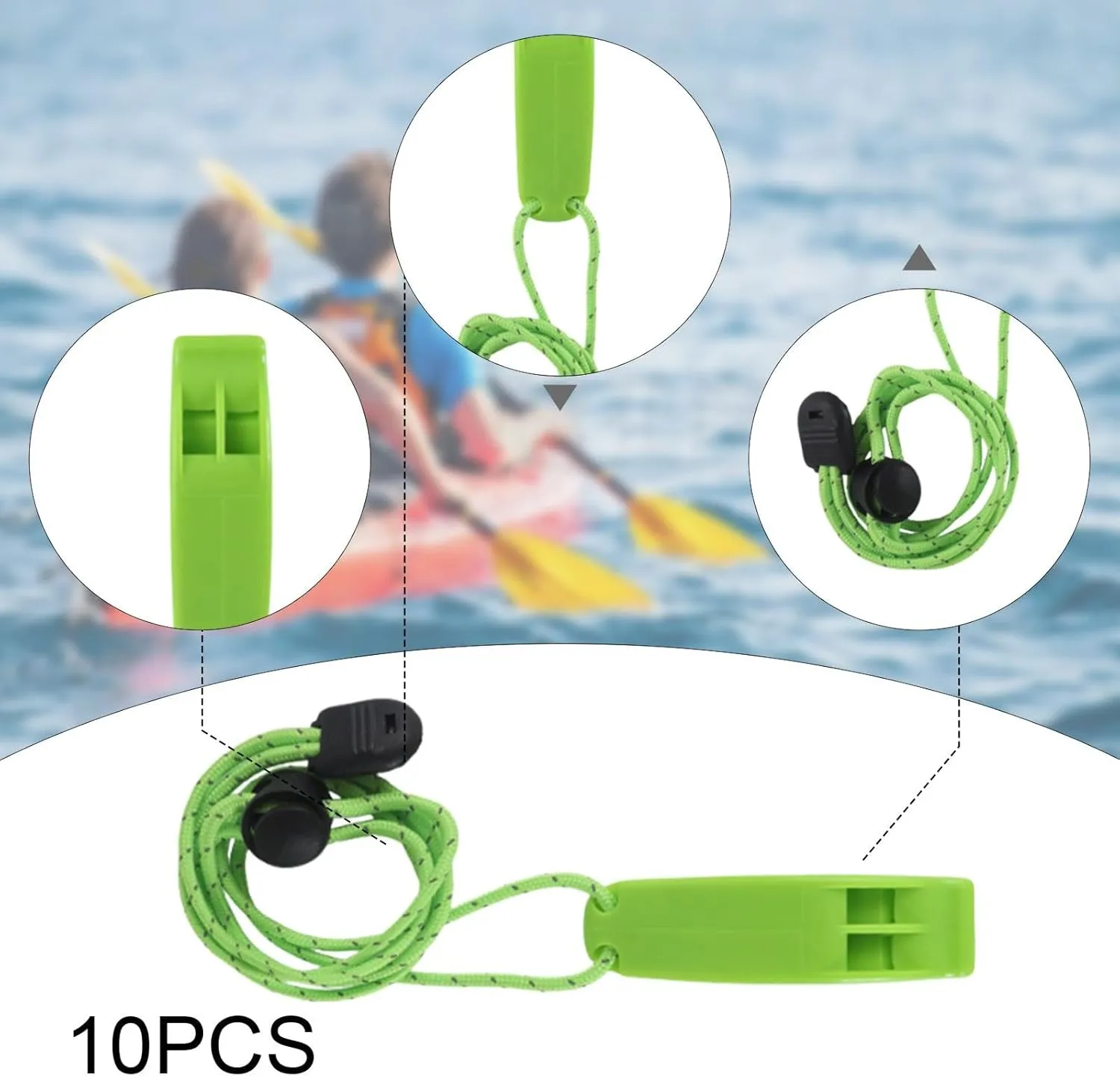 YIJU 10 Pieces Emergency Whistle Survival Practical with Back Clip Loud Safe Whistle with Lanyard for Camping Kayak Hiking