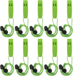 YIJU 10 Pieces Emergency Whistle Survival Practical with Back Clip Loud Safe Whistle with Lanyard for Camping Kayak Hiking