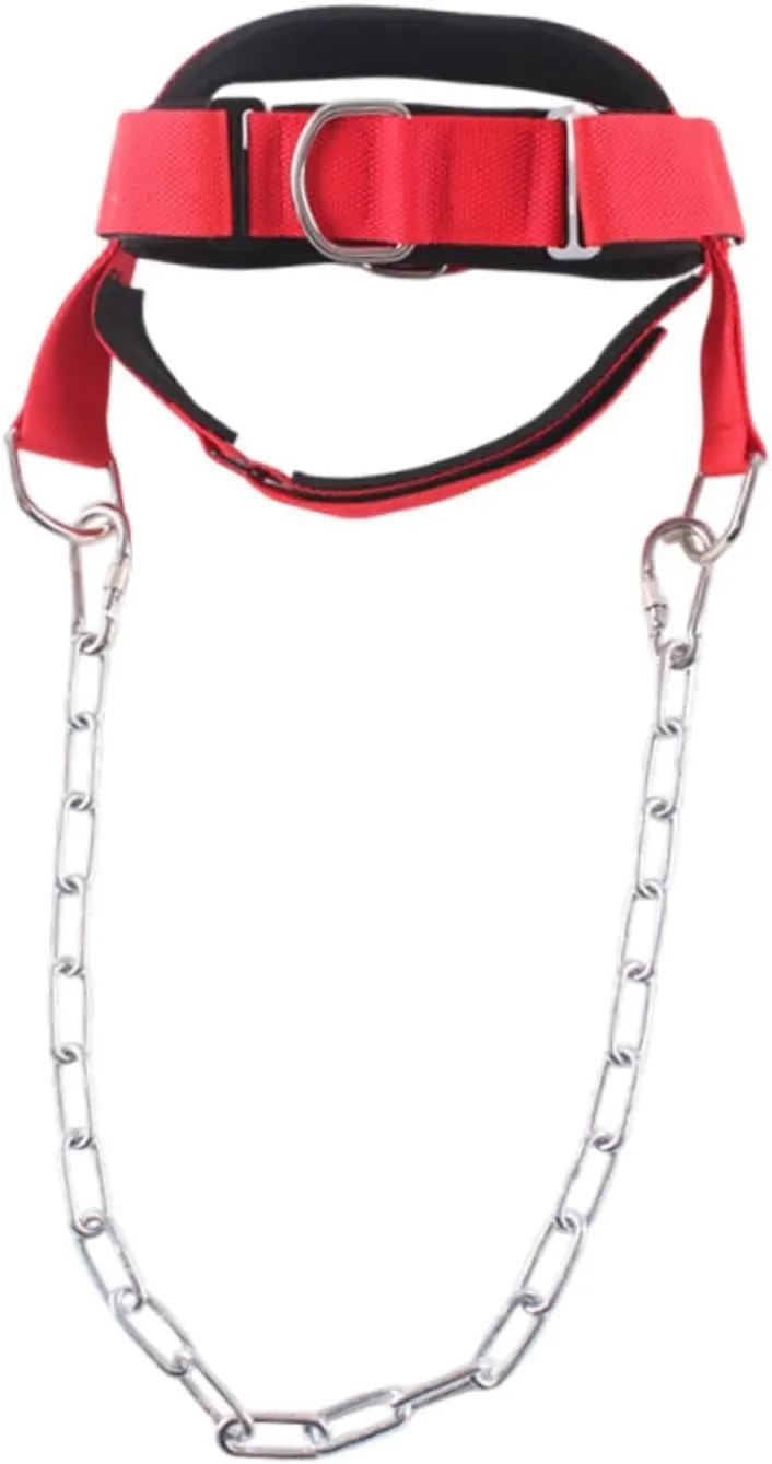 YIJU Fitness Neck Harness for Weight Training Wide Padded Strap Ergonomic Design for Strengthening with Metal Chain Adjustable
