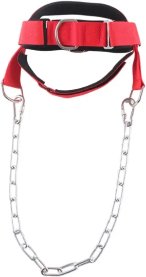 YIJU Fitness Neck Harness for Weight Training Wide Padded Strap Ergonomic Design for Strengthening with Metal Chain Adjustable