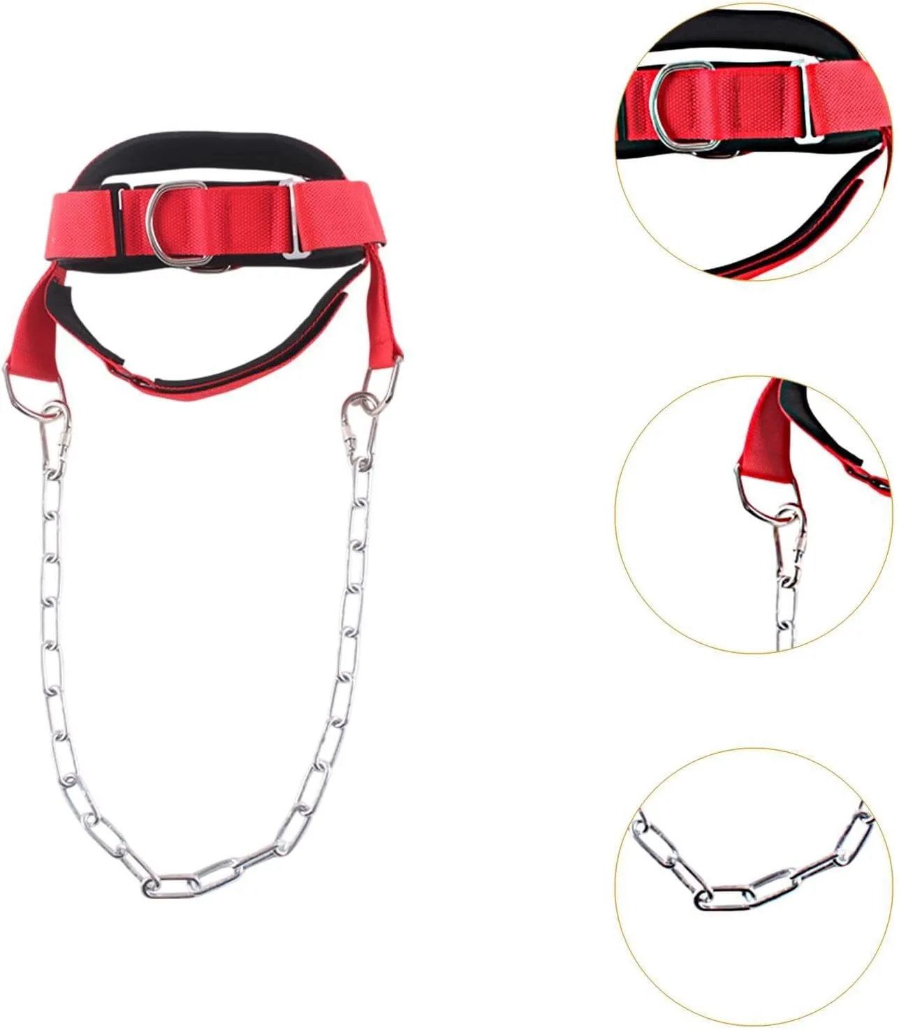 YIJU Fitness Neck Harness for Weight Training Wide Padded Strap Ergonomic Design for Strengthening with Metal Chain Adjustable
