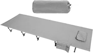 Yiju Folding Camping Cot Outdoor Bed Sturdy Heavy Duty Practical Camp Bed Sleeping Cot for Travel Mountaineering Beach Adults Home, Gray