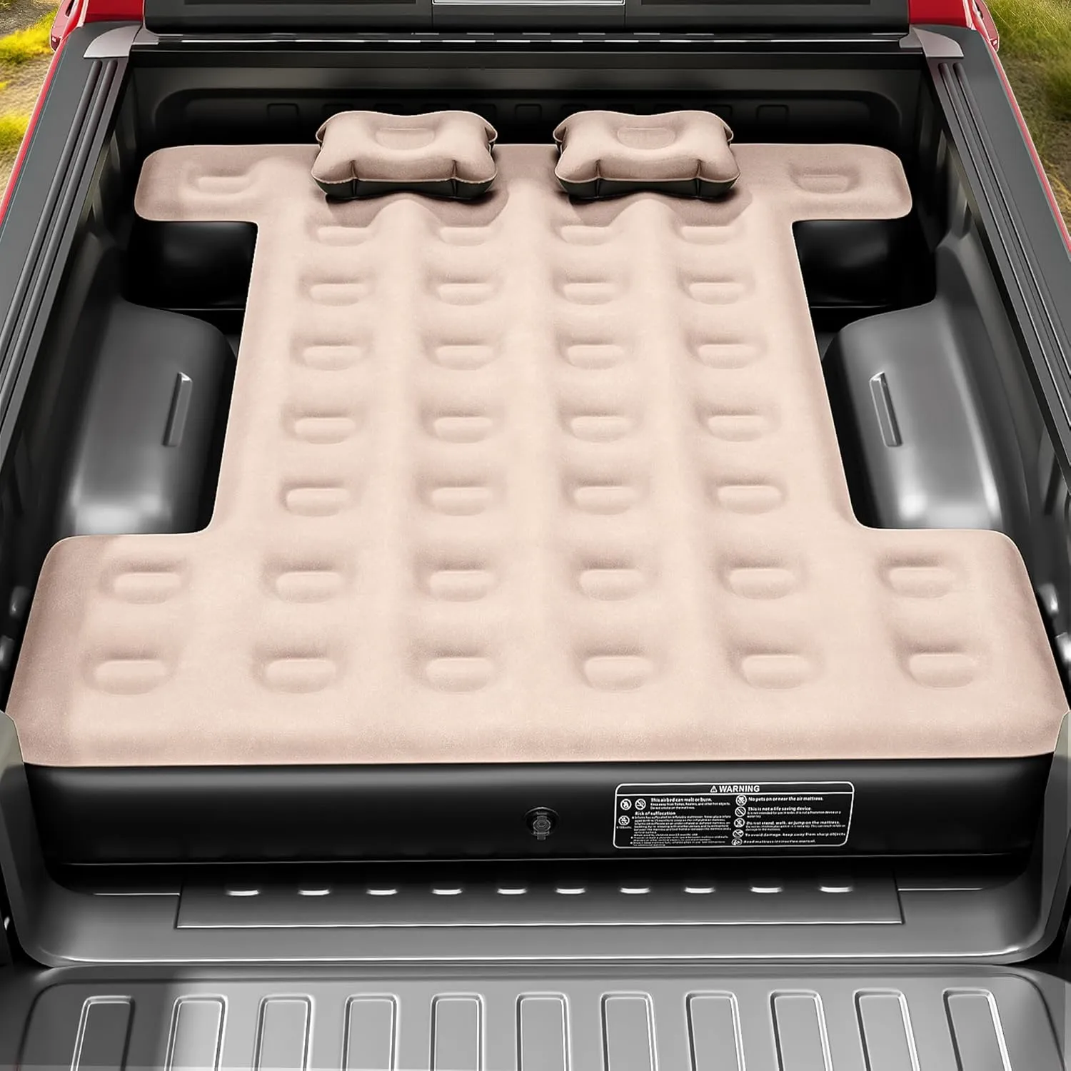 YITAHOME Truck Bed Air Mattress for 5.5-5.8 ft Short Beds, Portable Inflatable Car Camping Mattress with Pump, Pillows & Carry Bag for Travel, Outdoor & Road Trips, Black & Brown