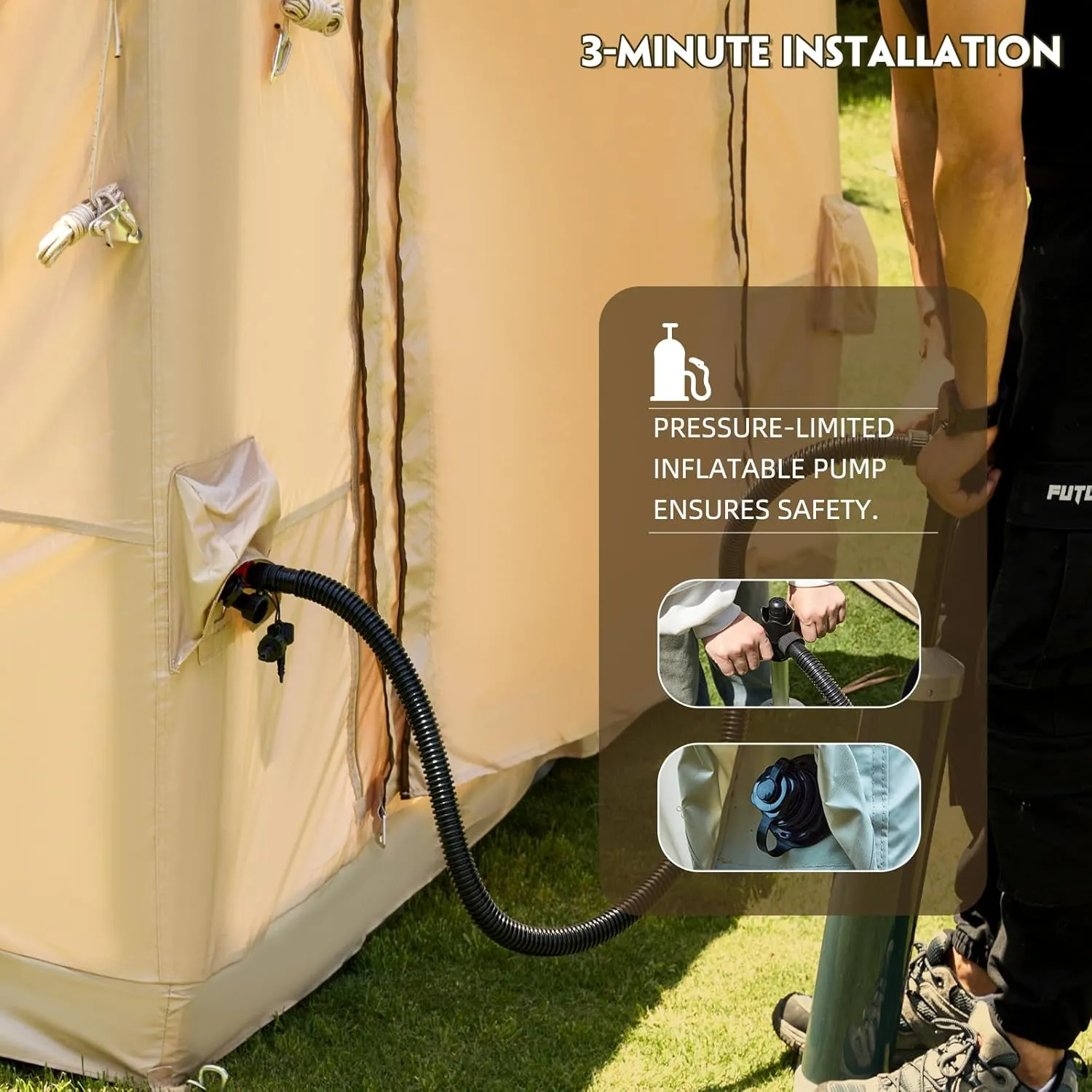 YOLENY Inflatable Camping Tent for 4-6 Person, Easy Setup Portable Water-Resistant Cabin Tent with Mesh Windows & Pumps