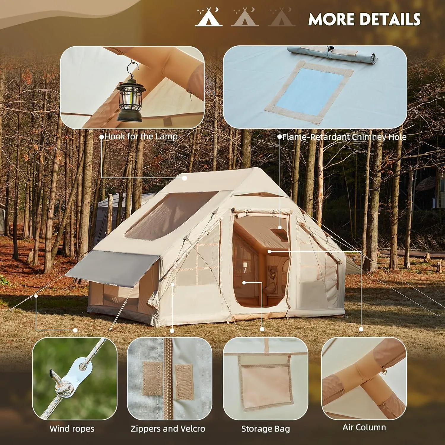 YOLENY Inflatable Camping Tent for 4-6 Person, Easy Setup Portable Water-Resistant Cabin Tent with Mesh Windows & Pumps