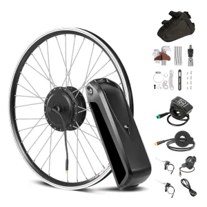 Yose Power Waterproof 500W Ebike Conversion Kit with 48V 13Ah Battery for Cassette/Freewheel 26" Electric Bike Rear Wheel, Electric Bicycle Hub Motor Kit, LED Display (26'' Front Motor with Battery)