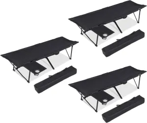 YSSOA Folding Camping Cot with Storage Bag for Adults, Portable and Lightweight Sleeping Bed for Outdoor Traveling, Hiking, Easy to Set up (Color: Black), 3 Pack