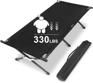 YSSOA Folding Camping Cot with Storage Bag for Adults, Portable and Lightweight Sleeping Bed for Outdoor Traveling, Hiking, Easy to Set up (Color: Black)
