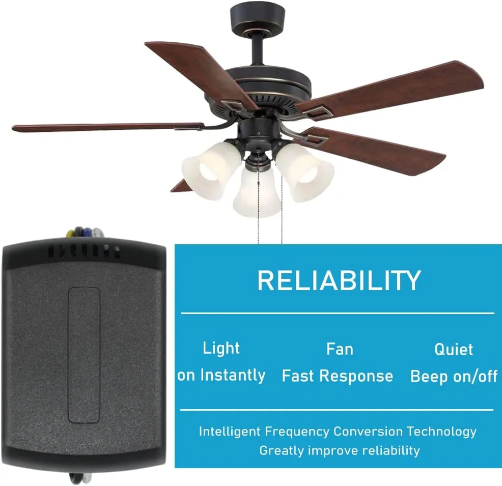 YukiHalu Ceiling Fan Remote Control Kit, Universal and Compact Size, Fan Speeds and Timings Control, Comply with UL1917
