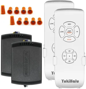 YukiHalu Ceiling Fan Remote Control Kit, Universal and Compact Size, Fan Speeds and Timings Control, Comply with UL1917